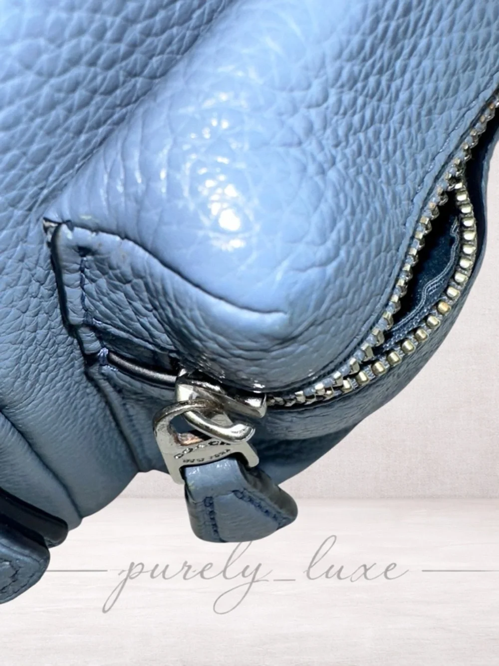 Coach Sky Blue Pebbled Leather Mini Backpack - Picture 3 of 8